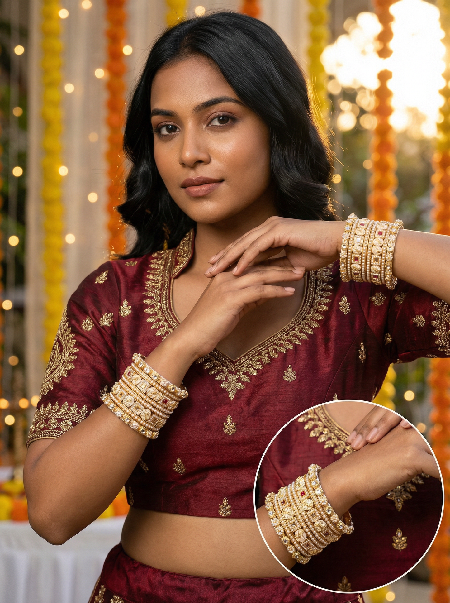Traditional Pearl Gold Bangles
