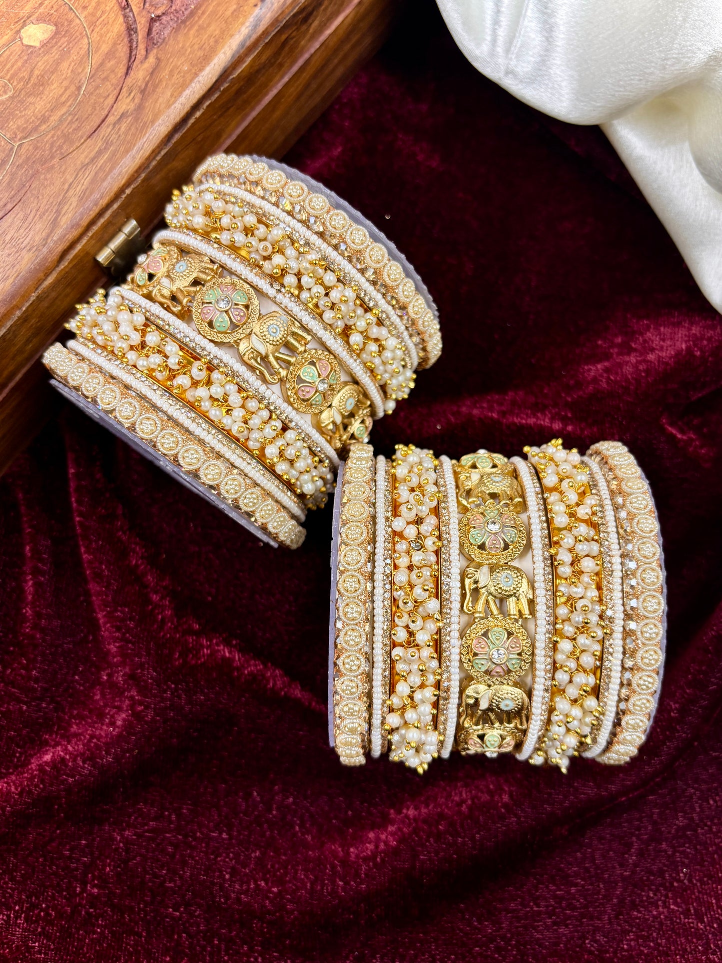 Temple Style Gold Bangles Set