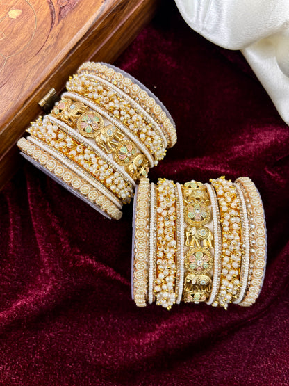 Temple Style Gold Bangles Set