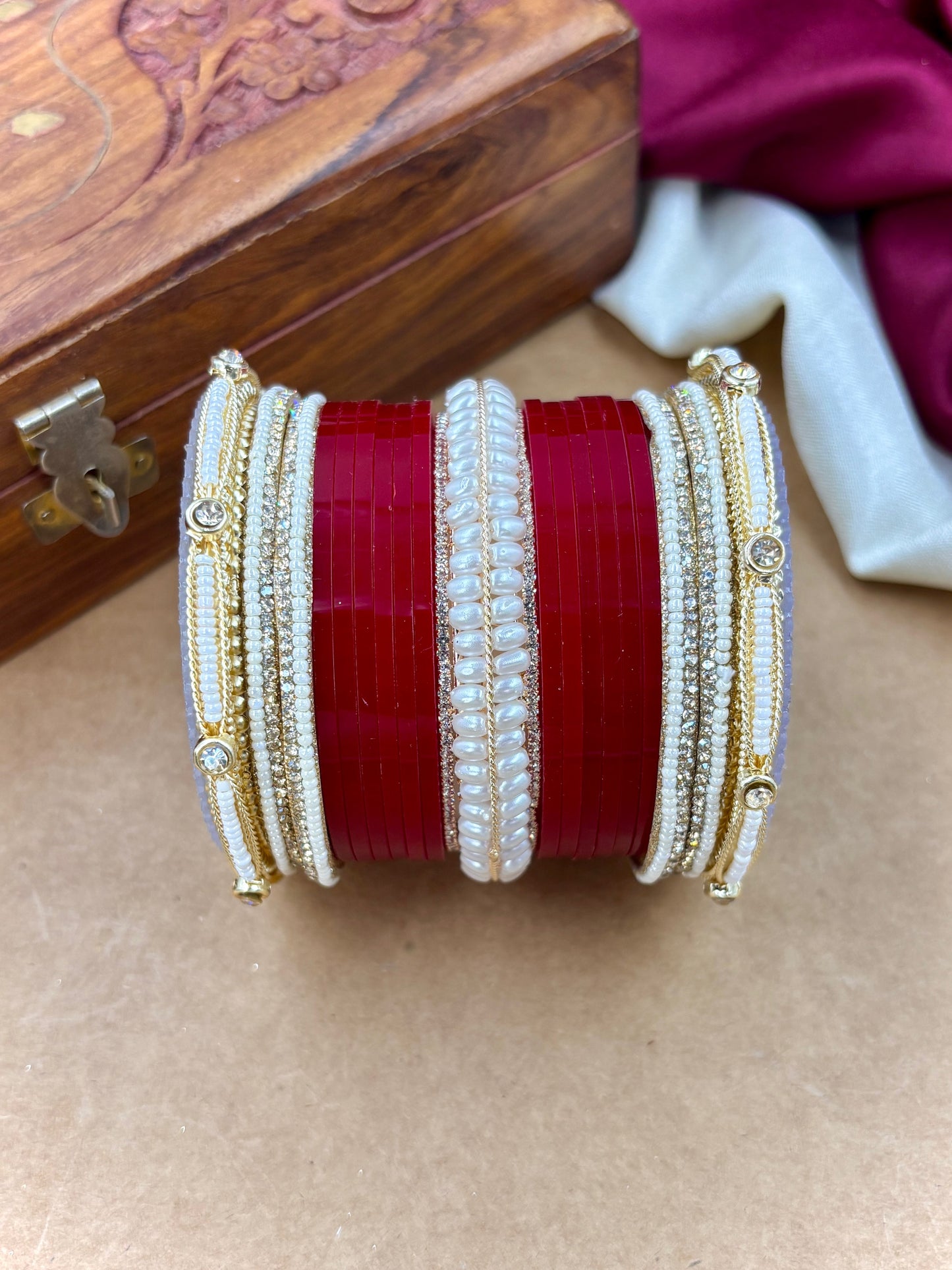 Pearl Embellished Punjabi Wedding Chura