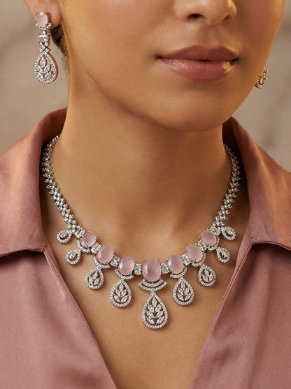Pink AD Stone Necklace Set