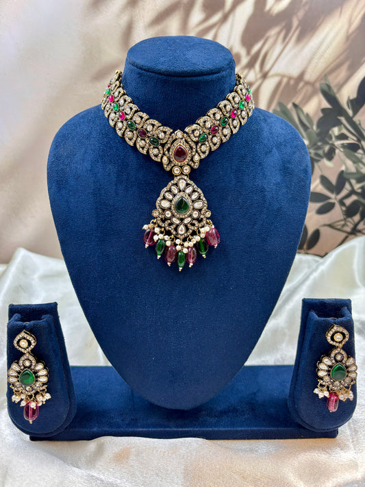 Traditional Antique RaniGreen Kundan Choker Necklace