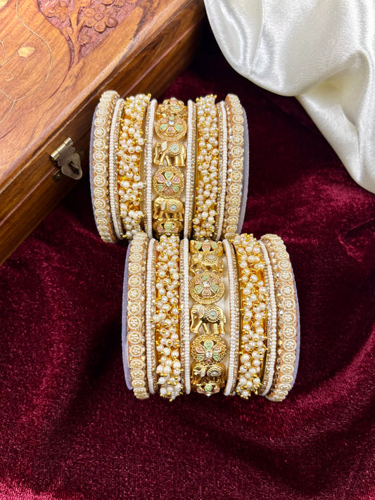 Temple Style Gold Bangles Set