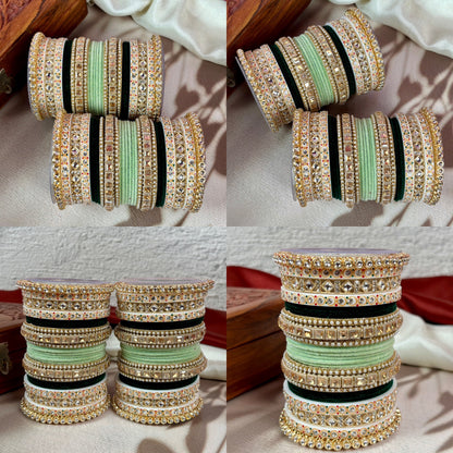 Bridal Kundan Velvet Bangles Set