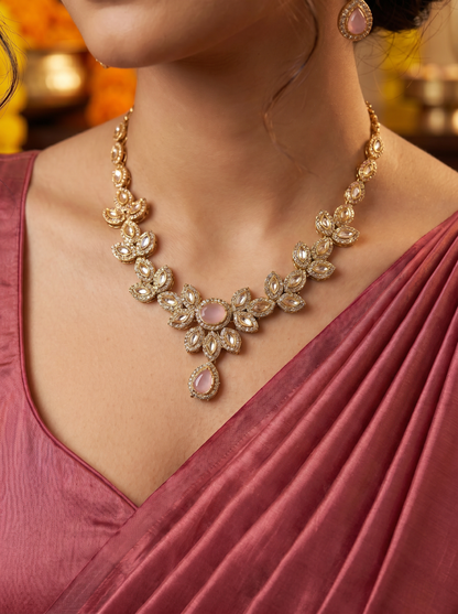 Antique Kundan Pink Necklace Set