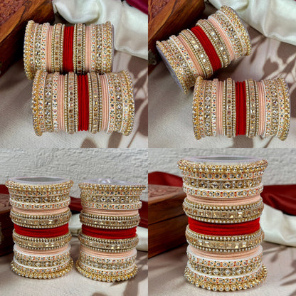 Bridal Kundan Velvet Bangles Set