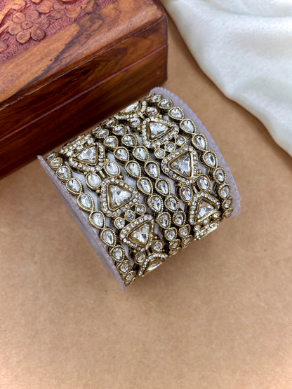 Antique Finish Kundan Bangles Set | Traditional Bridal Jewelry