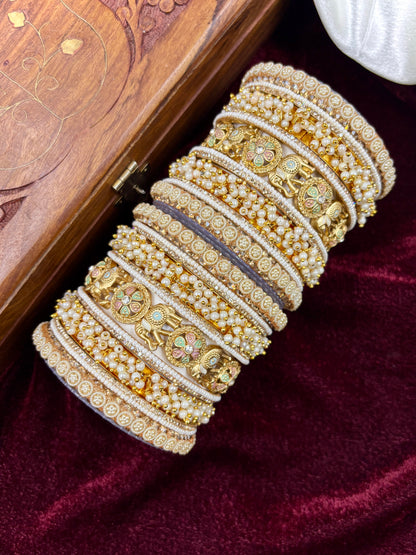 Temple Style Gold Bangles Set