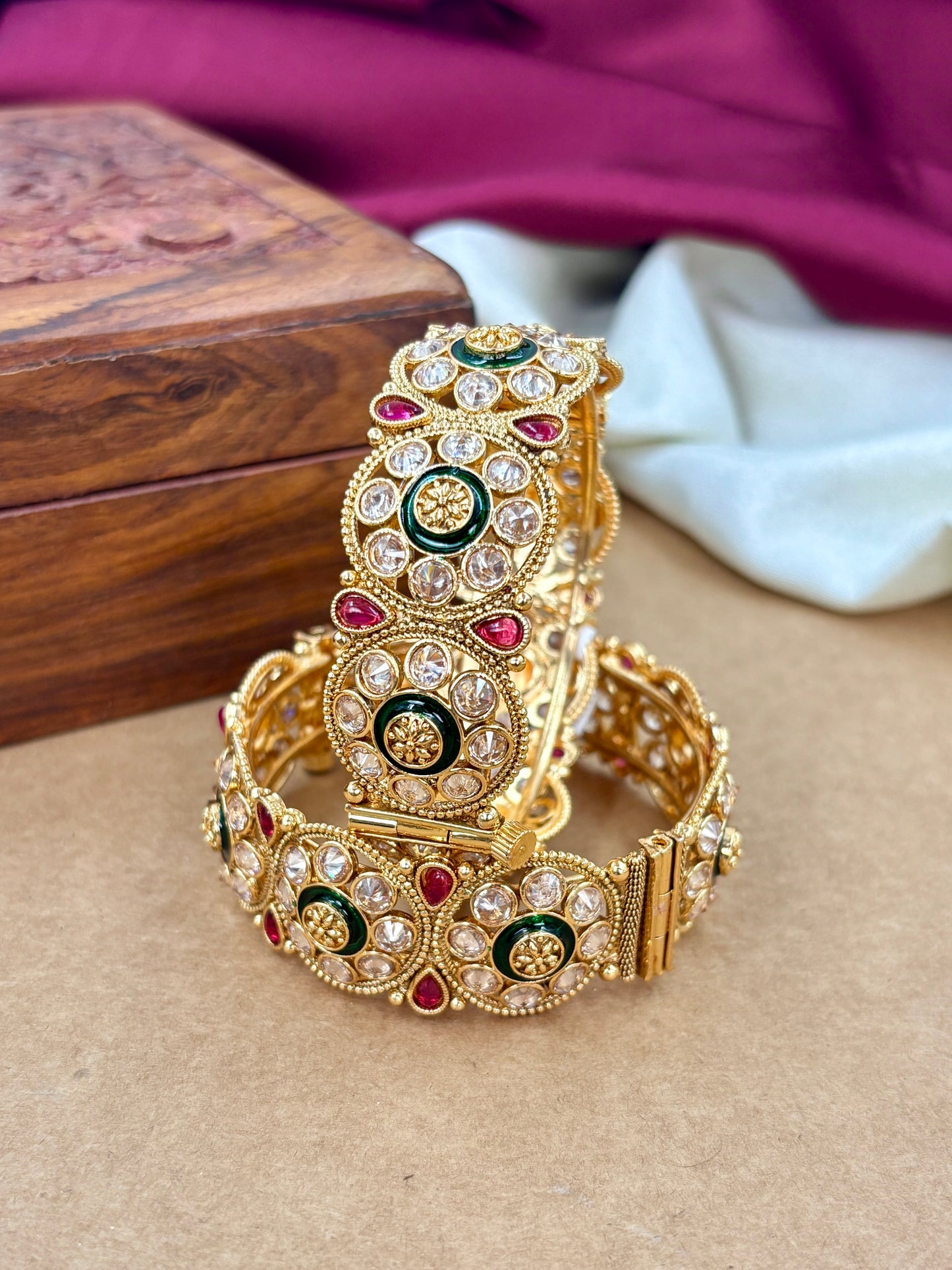 Antique Finish Polki Kada | Traditional Bridal Jewelry