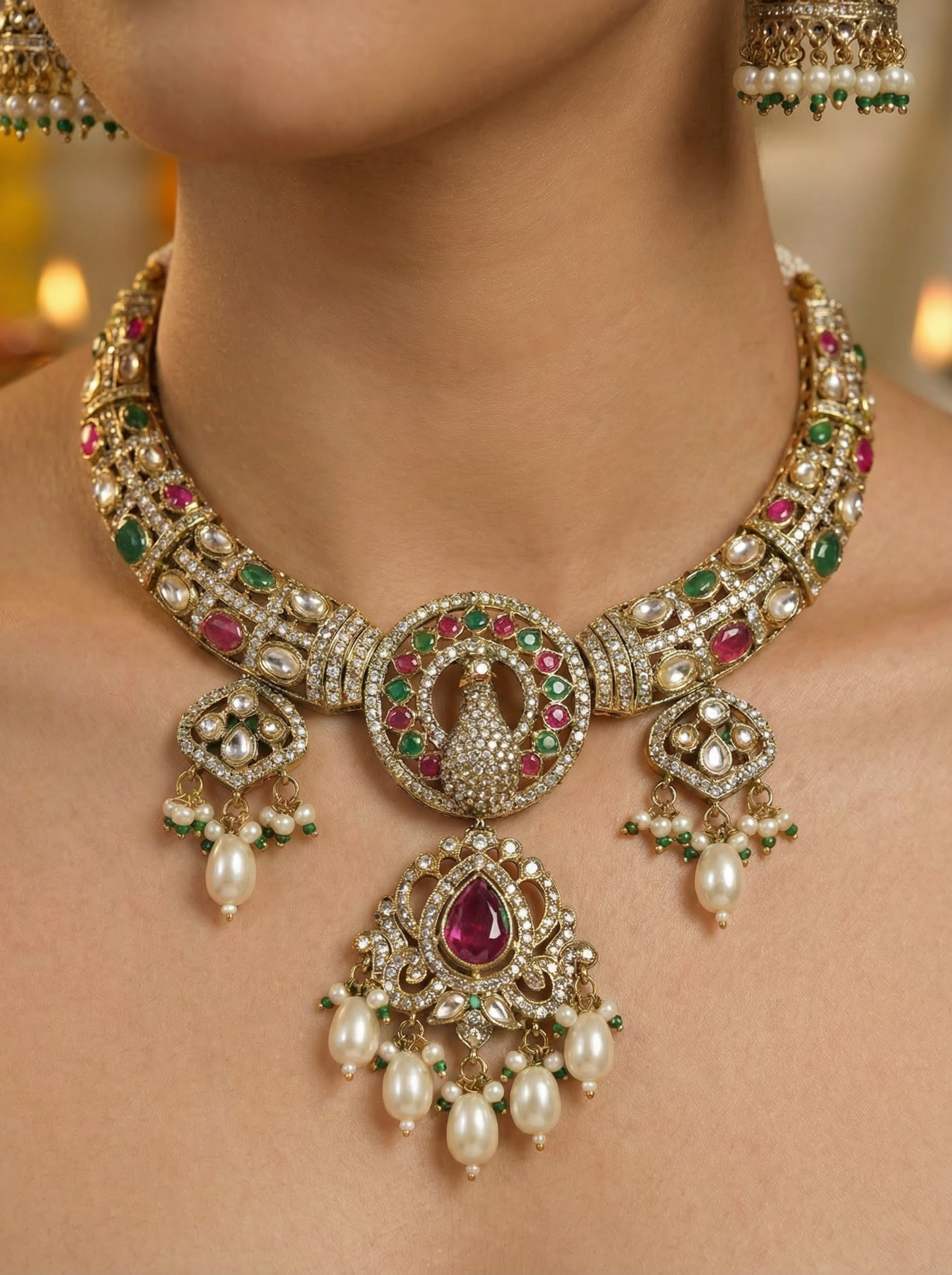 RaniGreen Peacock Design Necklace for Women