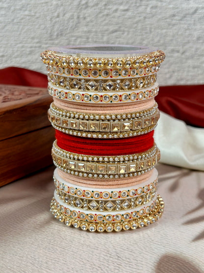 Bridal Kundan Velvet Bangles Set