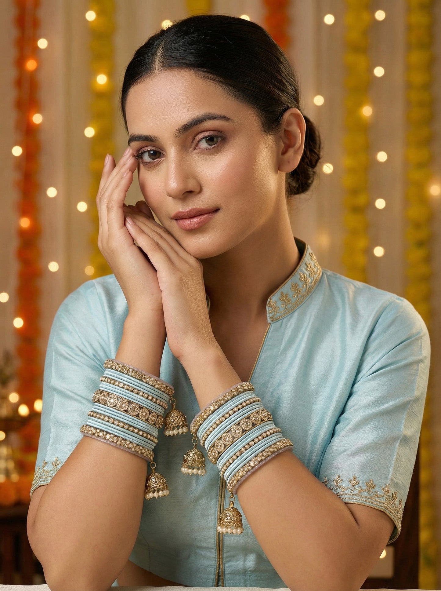 Ethnic Sky Antique Finish Bangles Set