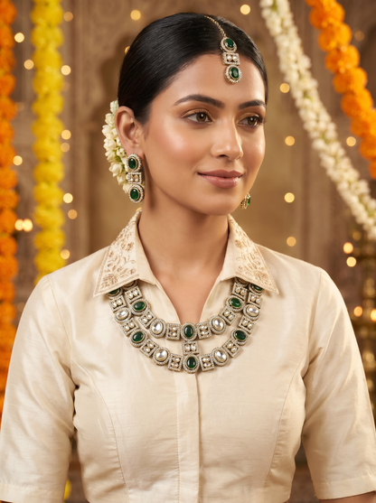 Green Bridal Double Layer Jewellery Set