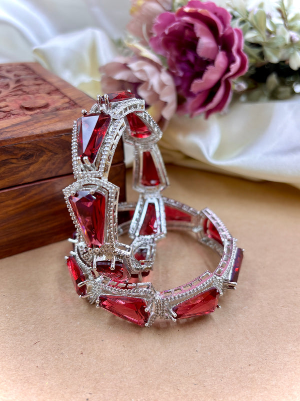 Elegant Red Crystal Kada Bracelet for Women | Bridal Wear Kada by Hitesh Bangles