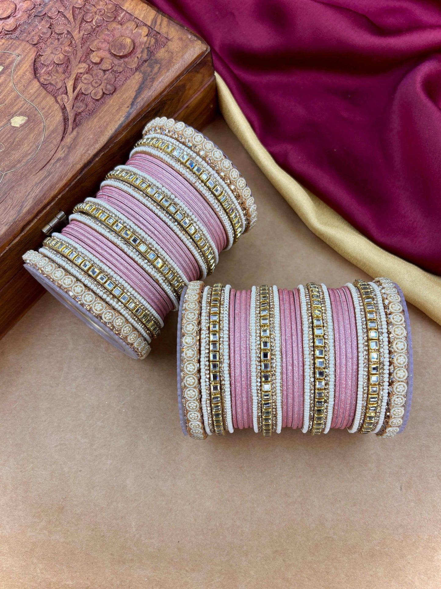 Traditional Pink Kundan Bangles