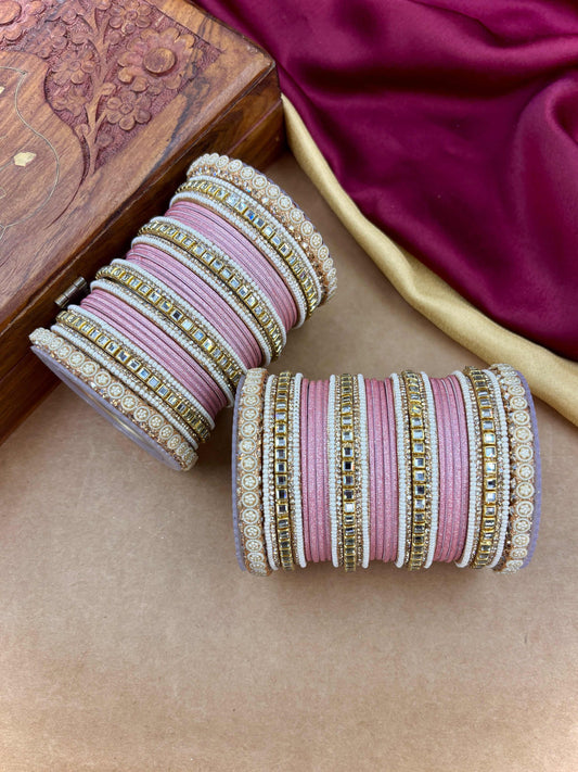 Traditional Pink Kundan Bangles