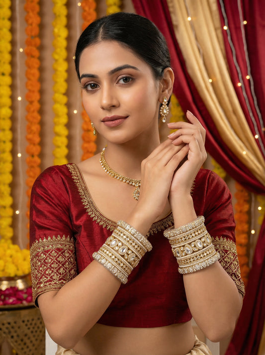 Bridal Pearl Kundan Bangles Set
