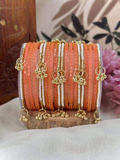 Kashmiri Ghunghroo Bangle Set - PEACH