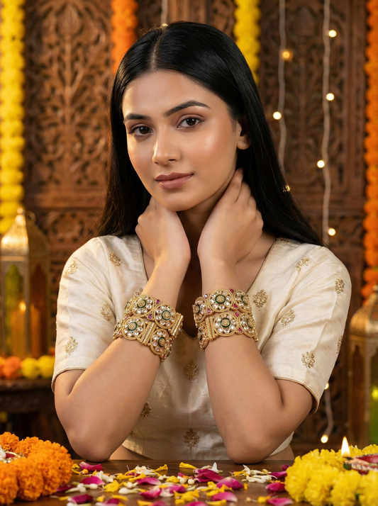 Antique Finish Polki Kada | Traditional Bridal Jewelry