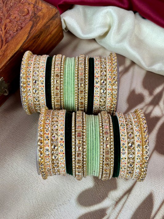 Bridal Kundan Velvet Bangles Set