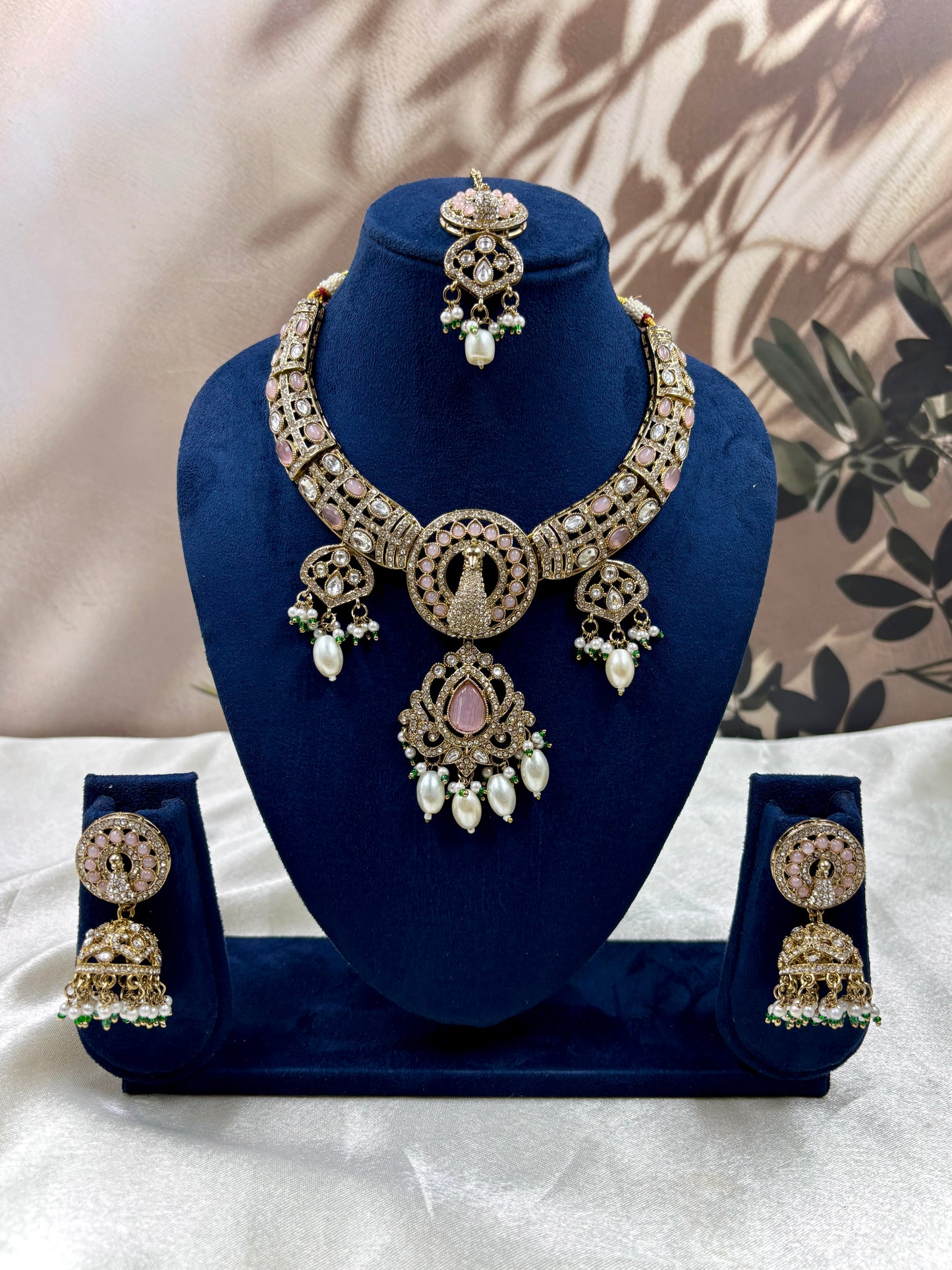 Pink Peacock Design Necklace for Women