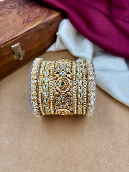 Bridal Kundan Pearl Bangles Set – Traditional Indian Jewelry