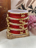 Kashmiri Ghunghroo Bangle Set - RED