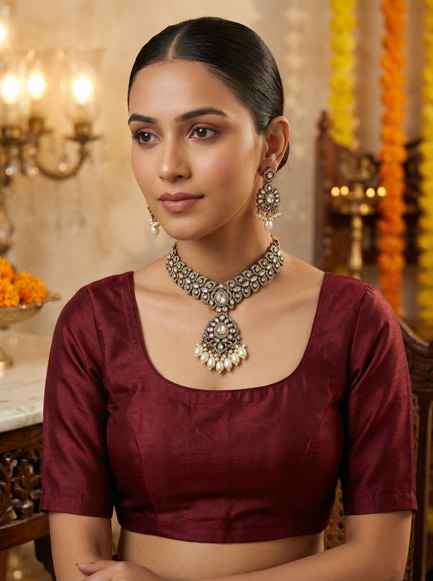 Traditional Antique Kundan Choker Necklace