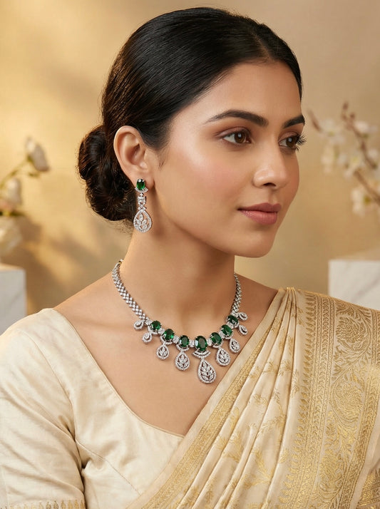 Green AD Stone Necklace Set