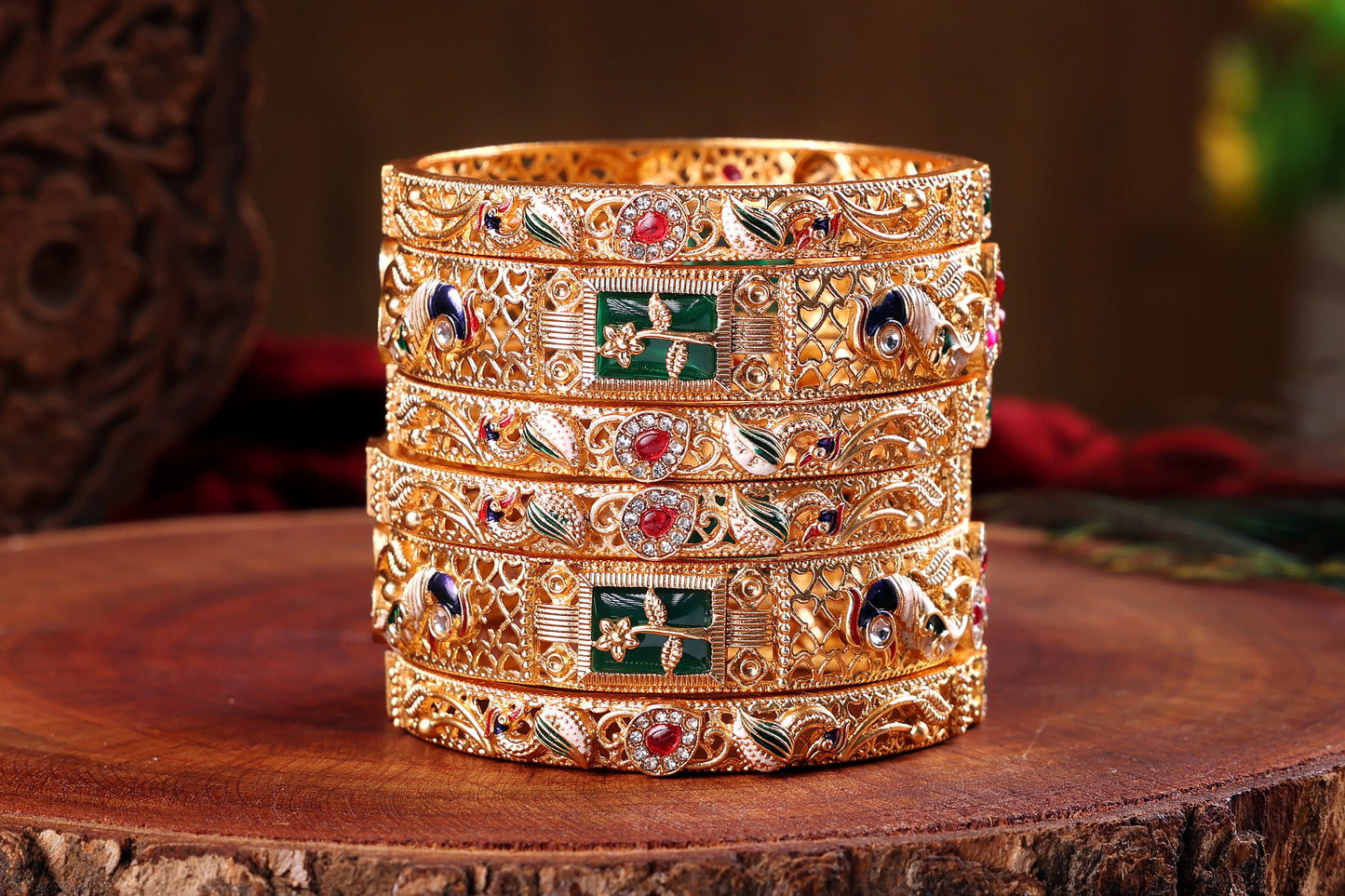 Peacock Meenakari Bangles