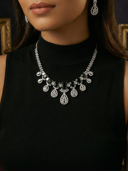 Black AD Stone Necklace Set