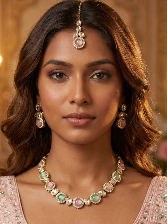 MintPink Kundan Jewellery Set