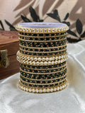 Green Kundan Glass Bangles Set