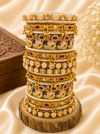 Elegant Peacock Design Bridal Bangles Set