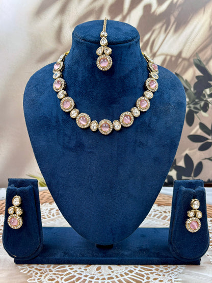 Pink Kundan Jewellery Set
