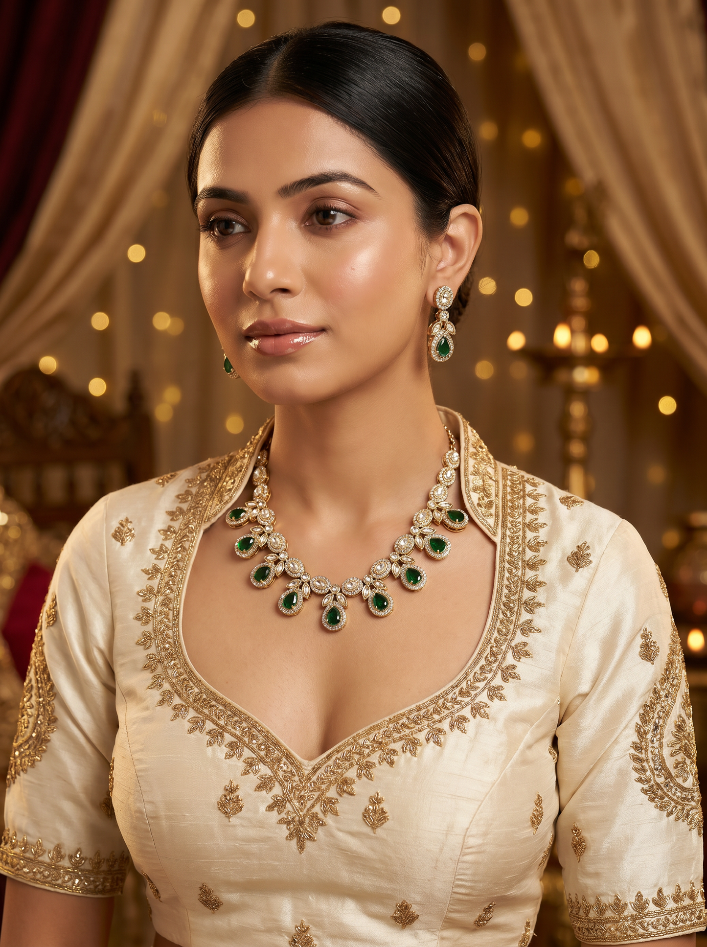 Party Wear Antique Green Necklace