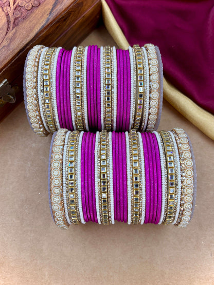 Traditional Rani Kundan Bangles