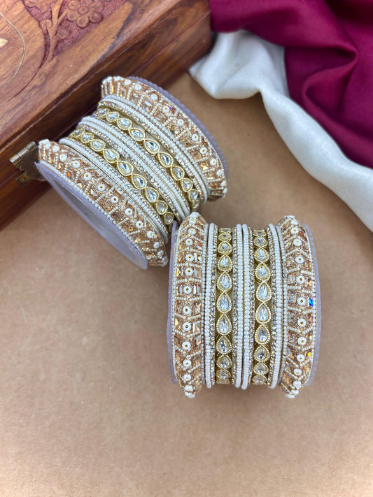 Pearl Kundan Bangles Set – Bridal Jewelry