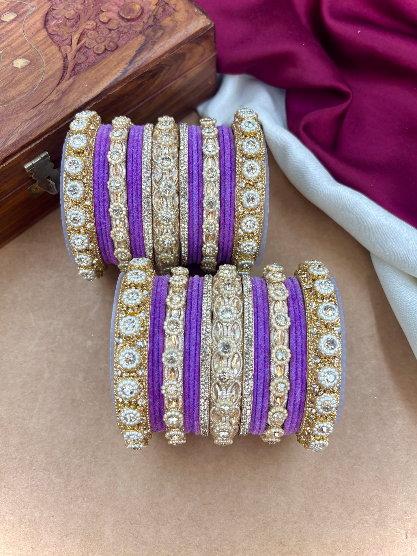 Royal Lavender Velvet Bangles Set