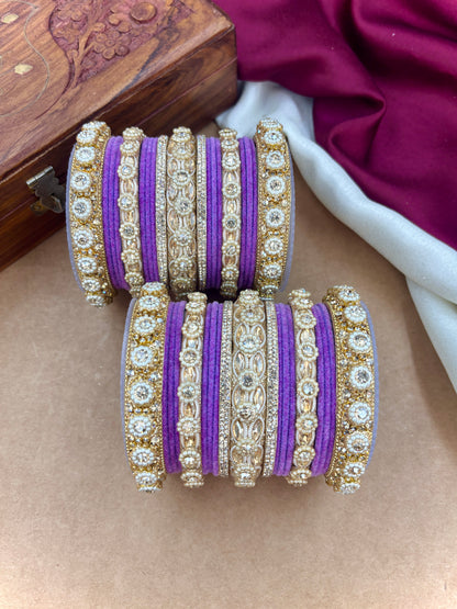 Royal Lavender Velvet Bangles Set