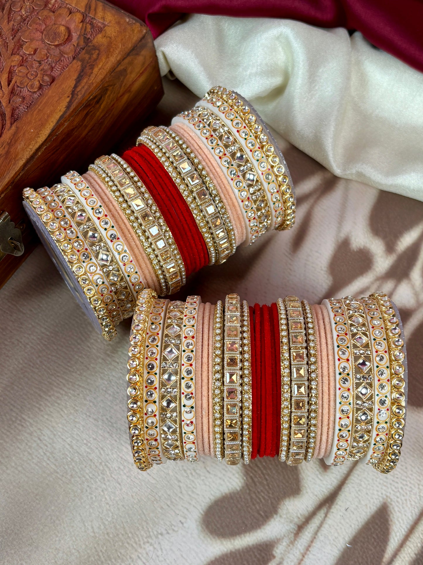 Bridal Kundan Velvet Bangles Set