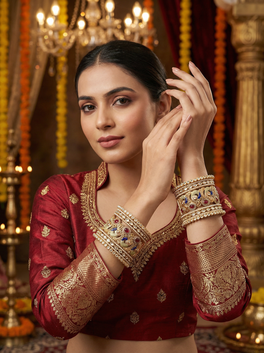 Bridal Kundan Peacock Bangle Set