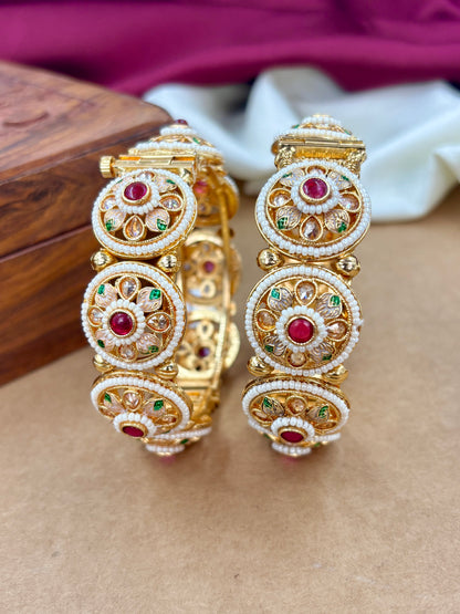 Designer Pearl Meenakari Openable Kada for Saree & Lehenga