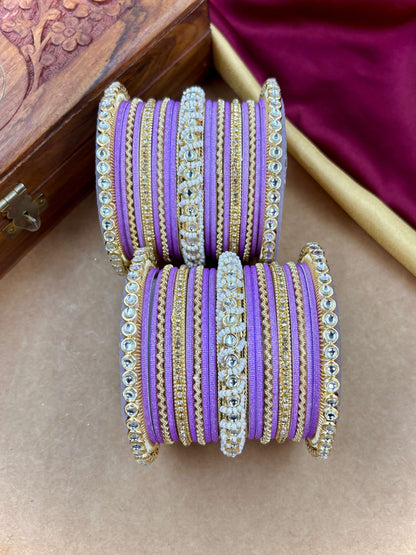 Ethnic Lavender Pearl Kundan Set
