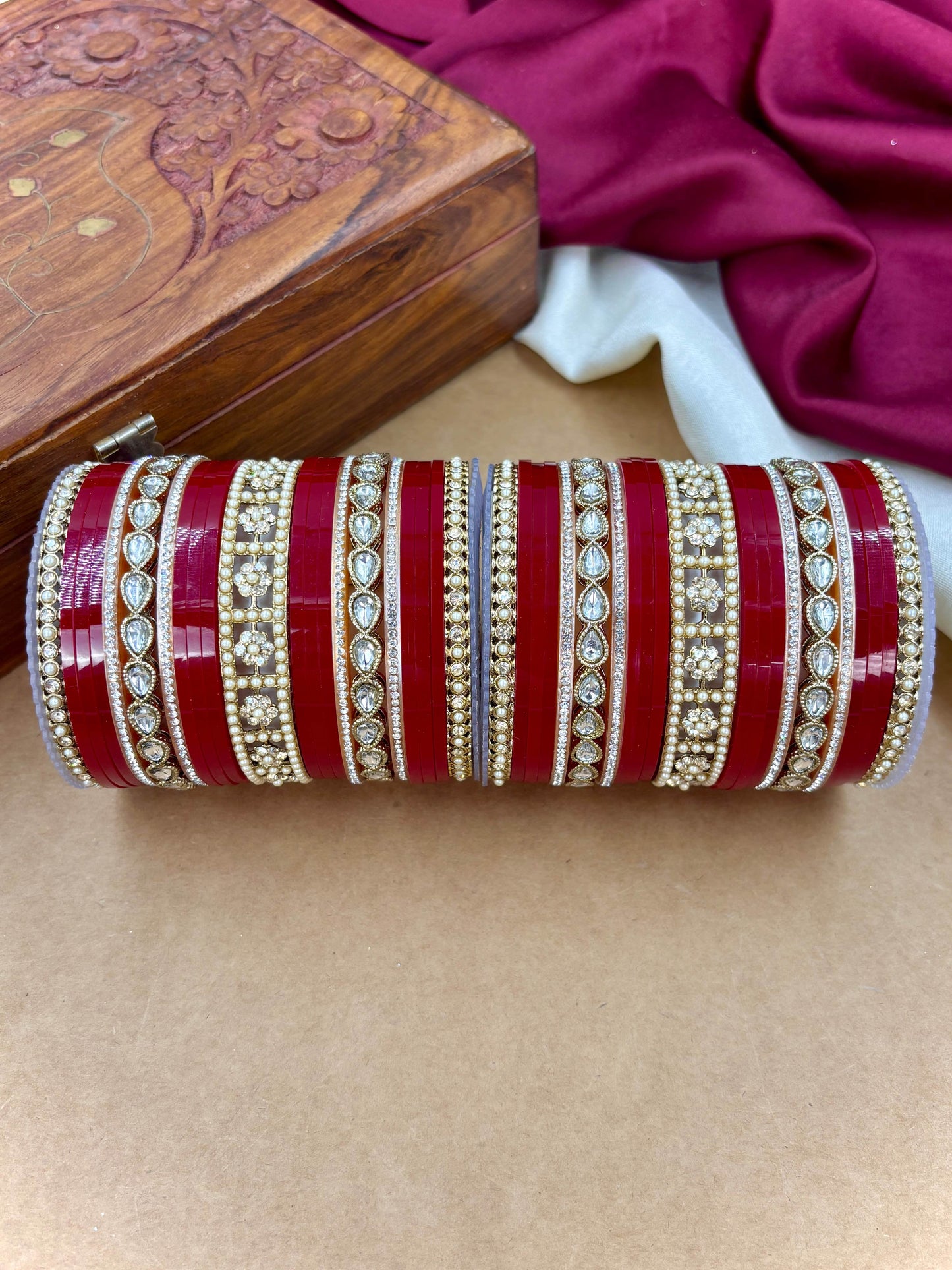 Classic Pearl Kundan Punjabi Bridal Chura Set