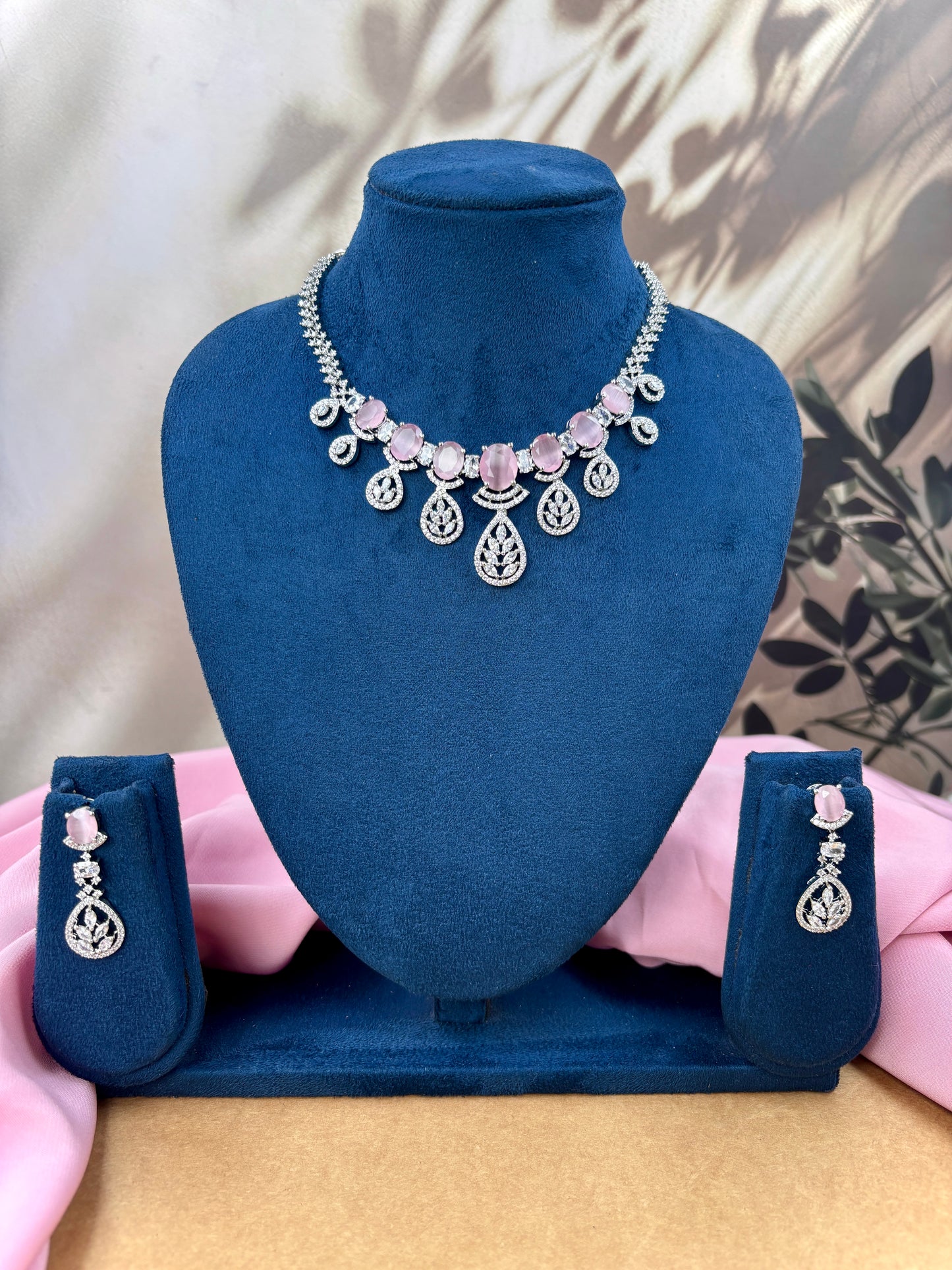 Pink AD Stone Necklace Set