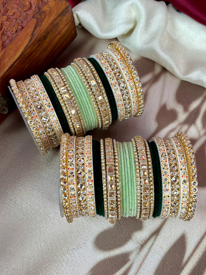 Bridal Kundan Velvet Bangles Set