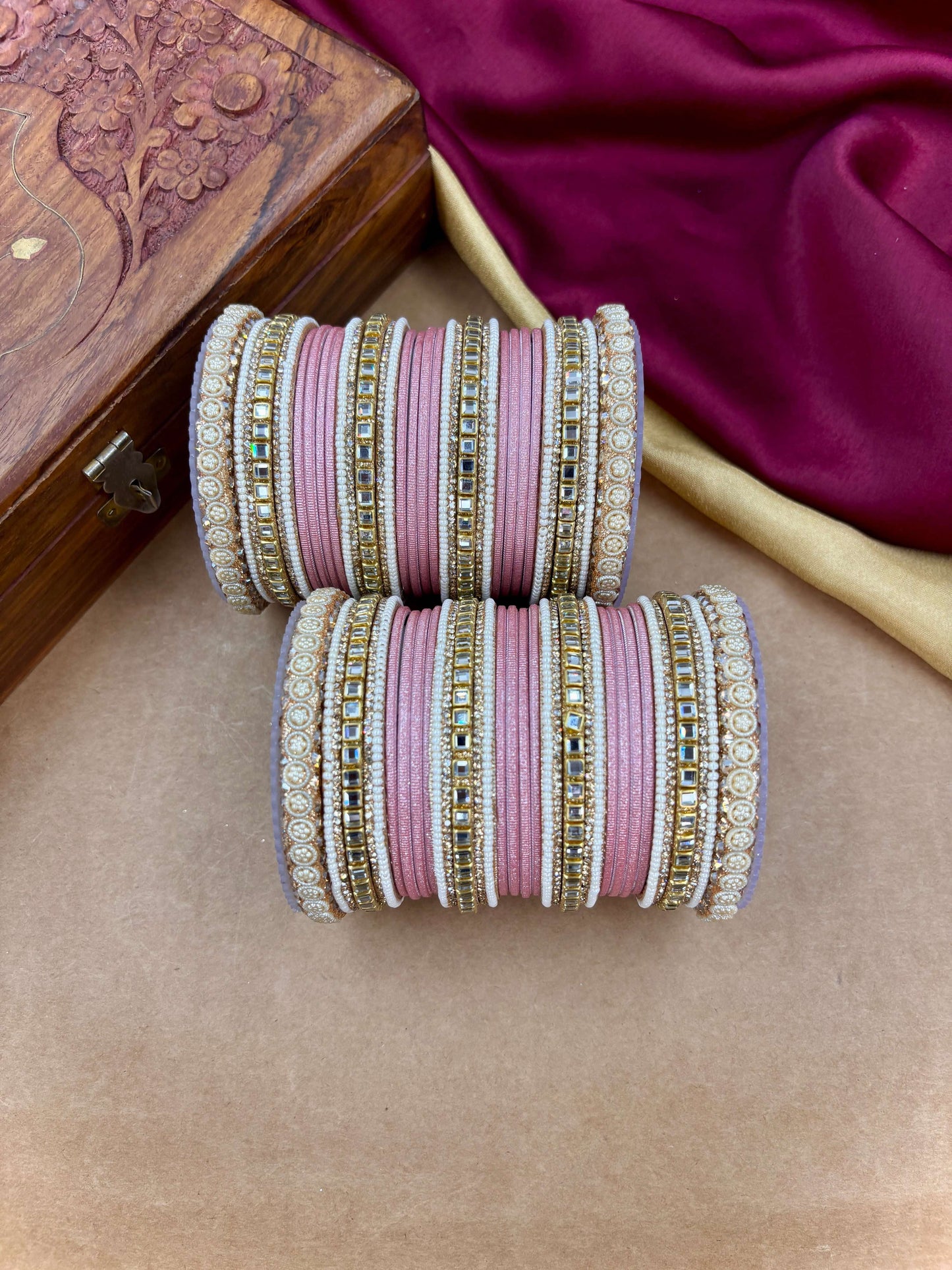 Traditional Pink Kundan Bangles