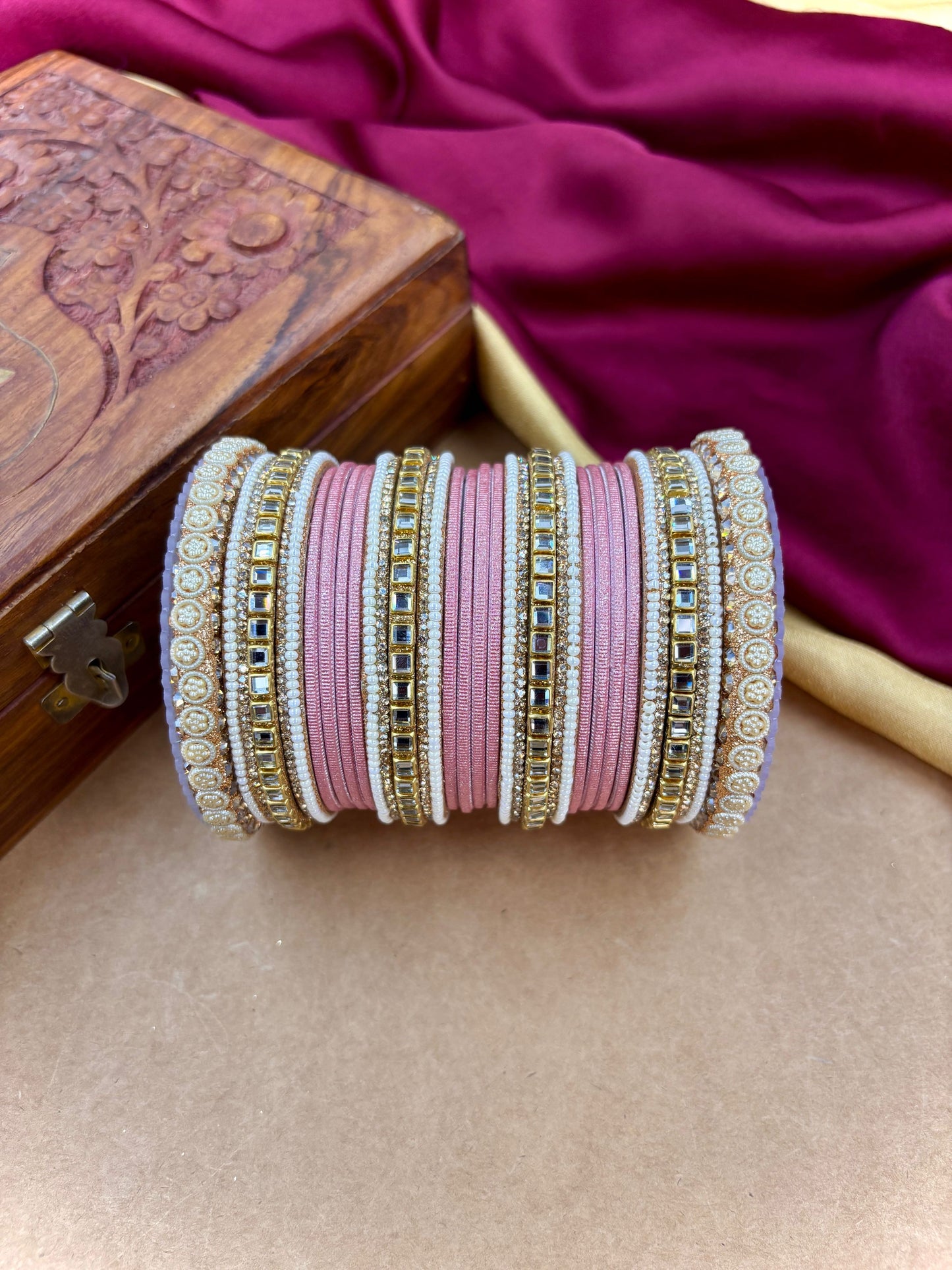 Traditional Pink Kundan Bangles