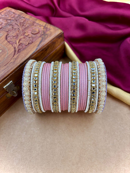 Traditional Pink Kundan Bangles